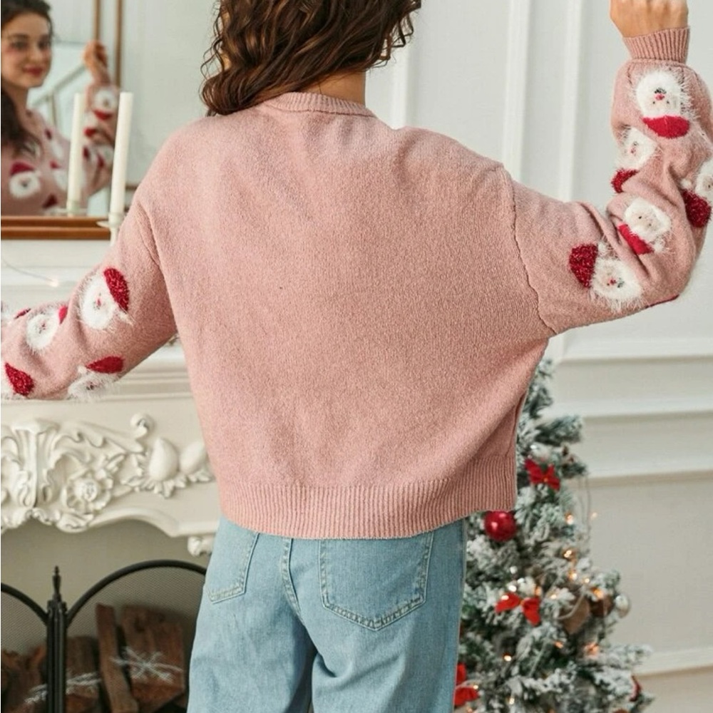 Drop Shoulder Santa Clause Ugly Christmas Sweater Pattern Sweater - Picture 2 of 8